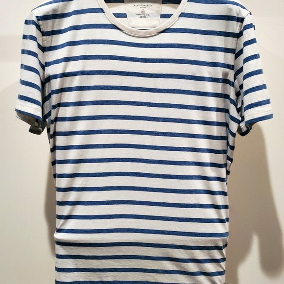 Daniel Buchler NY Blue Striped Crew T-Shirt XL - Picture 2 of 6